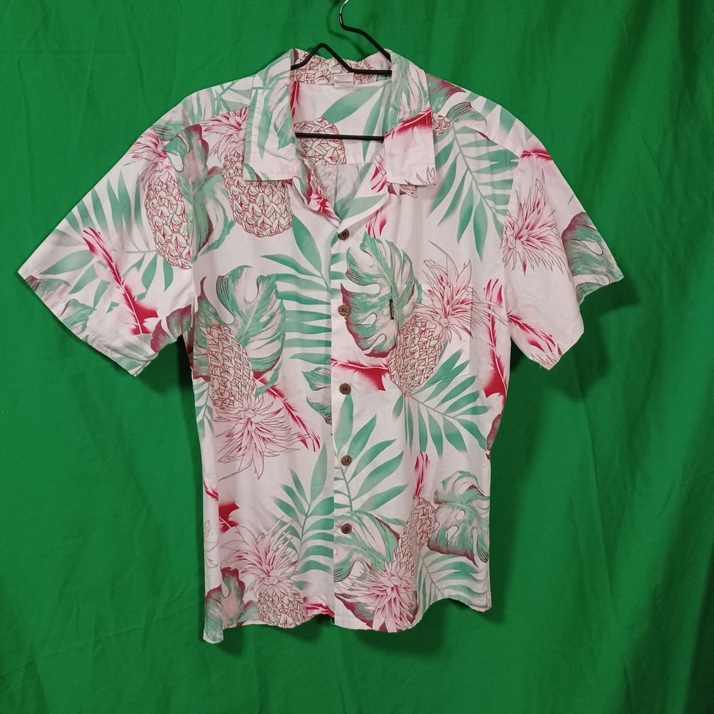 Palmwave Hawaii Mens Pineapple Tropical Print Cotton Button Down Shirt C90-A9945